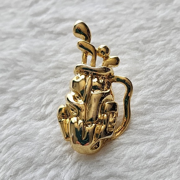 Unbranded Jewelry - Golf Bag Pin Gold Tone Sporty Caddy Lapel Pin Accessory Golder Gift Idea Dad